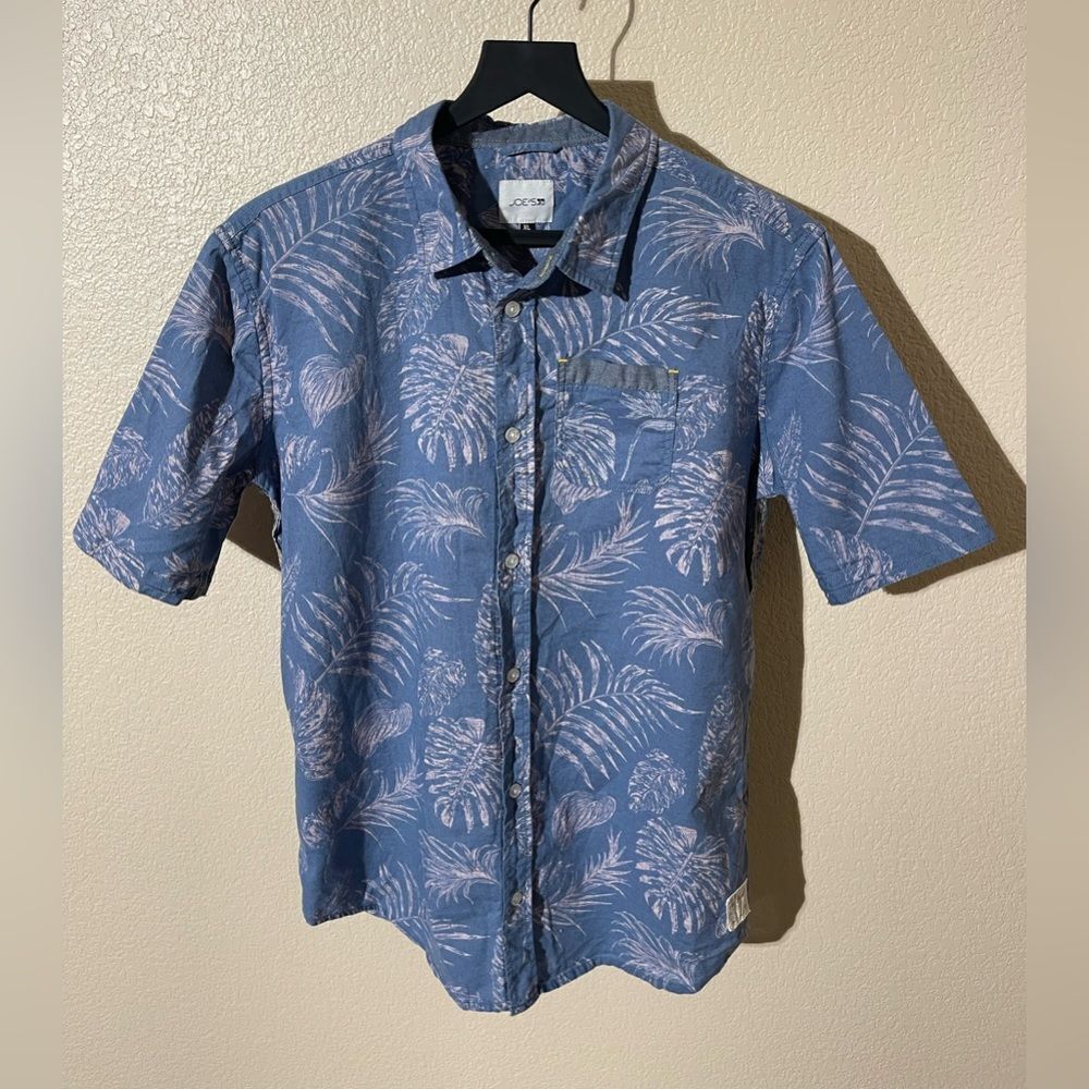Joe's Jeans Blue and White Leaf Print Men's Shirt